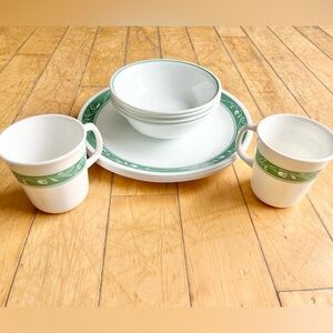 Vintage 90s Corning Corelle "Liza" Discontinued Dinnerware: Mugs, Plates, Bowls.